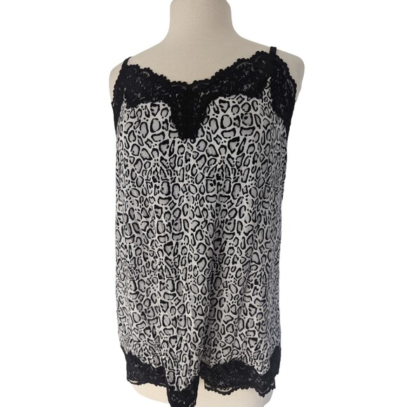 Lane Bryant Leopard Animal Print w/ Black Lace Trim Cami | W Plus Size 14/16 - Picture 1 of 5